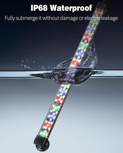 Pawfly 8 W Aquarium LED Light 16 Inch 24/7 Fish Tank Light with Full Spectrum IPX8 Waterproof Light Multi-Colored LEDs with D/N Mode Single Color Effects Timer and Adjustable Brightness Pawfly