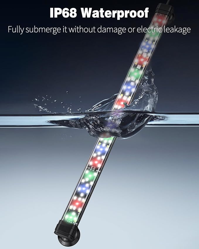 Pawfly 8 W Aquarium LED Light 16 Inch 24/7 Fish Tank Light with Full Spectrum IPX8 Waterproof Light Multi-Colored LEDs with D/N Mode Single Color Effects Timer and Adjustable Brightness Pawfly