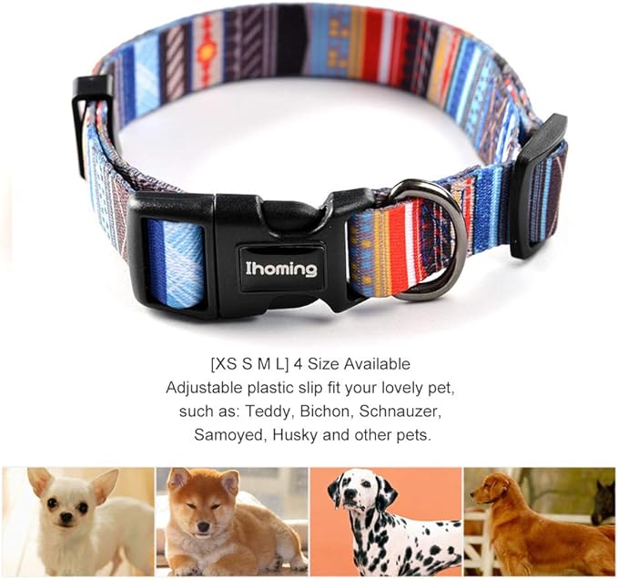 Ihoming Dog Collar and Leash Set for Daily Outdoor Walking Running Training, Splicing Design for Large Boys Girls Dogs Cats Pets, L-Up to 80LBS Ihoming