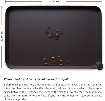 Hoki Found Silicone Pet Food Mats Tray - High-Lips Pet Dog Cat Bowl Mats - Dog Pet Cat Feeding Mat - Waterproof Dog Cat Food Mats -Pet Water Mats for Floors - Dark Oak - PAWPICO