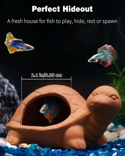 Uniclife Aquarium Turtle Ornament Fish Tank Decoration Ceramic Turtle Animal Hut for Fish Tank Landscape Aquarium Hideout Hideaway Spawning Cave Decor for Shrimp Betta Goldfish and Reptiles UnicLife