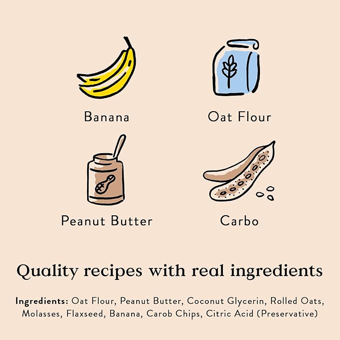 Bocce's Bakery PB Banana Chip Recipe Treats for Dogs, Wheat-Free Everyday Dog Treats, Real Ingredients, Baked in The USA, All-Natural Soft & Chewy Cookies, Peanut Butter, Bananas, & Carob, 6 oz - PAWPICO