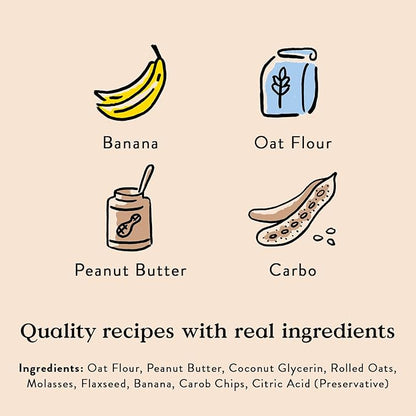 Bocce's Bakery PB Banana Chip Recipe Treats for Dogs, Wheat-Free Everyday Dog Treats, Real Ingredients, Baked in The USA, All-Natural Soft & Chewy Cookies, Peanut Butter, Bananas, & Carob, 6 oz - PAWPICO