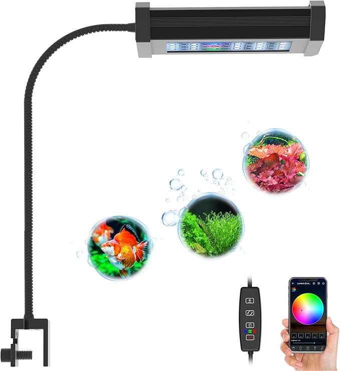 Lominie Aquarium Plant Light, Small LED Aquarium Light Timer, Full Spectrum Nano Fish Tank Light Refugium Light for Freshwater Aquarium Freshwater Planted Tank Lominie