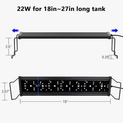 hygger New Mode 24/7 Timer LED Aquarium Light, Auto On Off Full Spectrum Fish Tank Light Fish Colorful/Sun/Nightlight/Wrgb Cycle Mode for Freshwater Plants Tank (for 18in~27in Long Tank) hygger