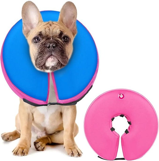 Dog Cone Collar for Small Medium Large Dogs for After Surgery, Pet Inflatable Neck Donut Collar Soft Protective Recovery Cone for Dogs and Cats-Alternative E Collar Does Not Block Vision-PinkBlue,M MIDOG