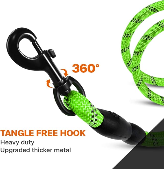 Taglory Rope Dog Leash 4 FT with Comfortable Padded Handle, Highly Reflective Threads Leash for Small Dogs, 3/8 inch, Green Taglory