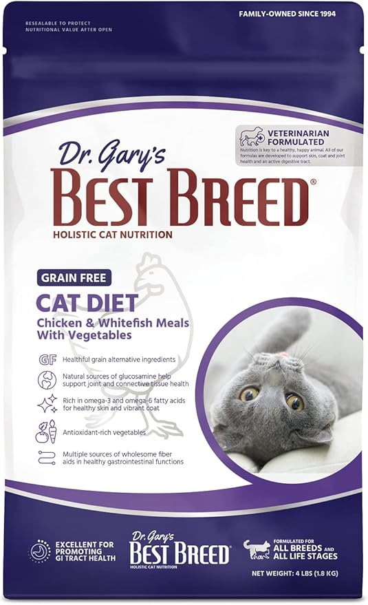 Best Breed Grain Free Cat Diet Made in USA [Natural Dry Cat Food for All Ages] - 4lbs. - PAWPICO