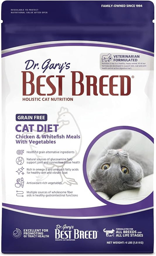 Best Breed Grain Free Cat Diet Made in USA [Natural Dry Cat Food for All Ages] - 4lbs. - PAWPICO