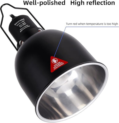 5.5inch Deep Dome Reptile Heat Lamp Reptile Light Fixture UVB Reptile Light Fixture Max 100W for Bearded Dragon, Turtles, Snake and Lizard Terrarium DXOPHIEX