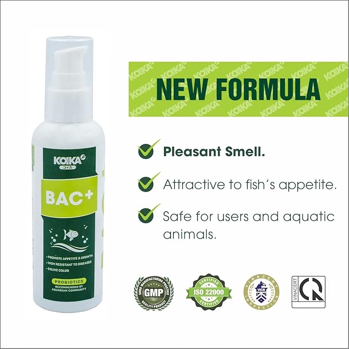 KOIKA BAC+ Aquarium Probiotics, Pleasant Smell, Disease Resistance, Immunity Boosting (BAC+ (New Formula), 105ml) Koika