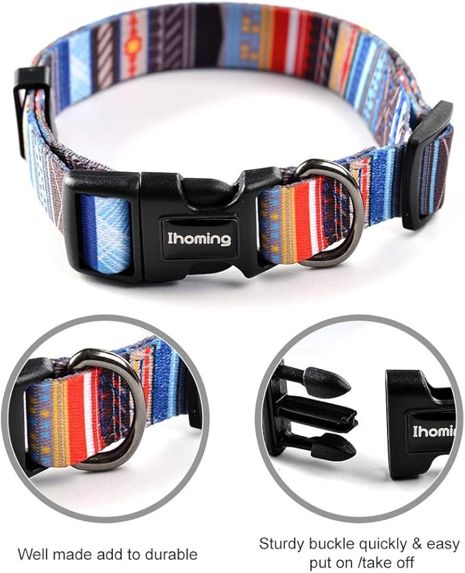 Ihoming Dog Collar and Leash Set for Daily Outdoor Walking Running Training, Splicing Design for Medium Boys Girls Dogs Cats Pets, M-Up to 45LBS Ihoming