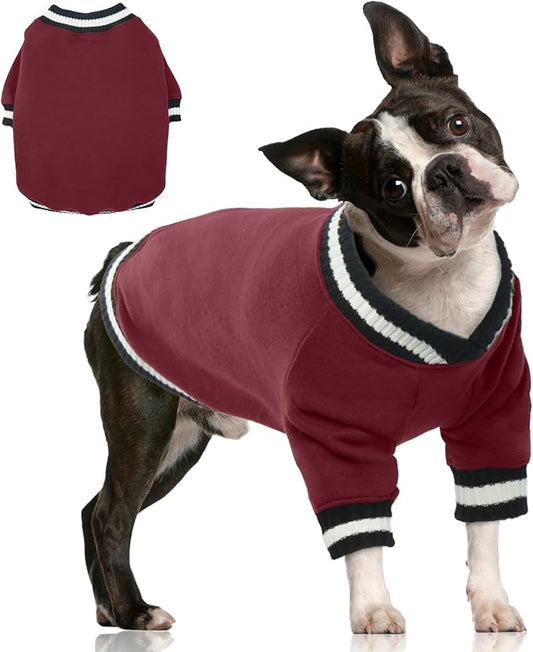 FUAMEY Dog Pullover Sweatshirt，Dog Winter Sweaters Warm Dog Clothes Dog Vest Thick Puppy Pullover Soft Pet Fleece Sweater Cute Doggie Boy Girl Outfit for Small Medium Dogs Wine-red M - PAWPICO