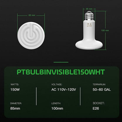 Simple Deluxe 150W Reptile Ceramic Heat Lamp Bulb and 150W Clamp Light with 8.5 Inch Reflector for Amphibian Pet, White&Silver SimpleDeluxe
