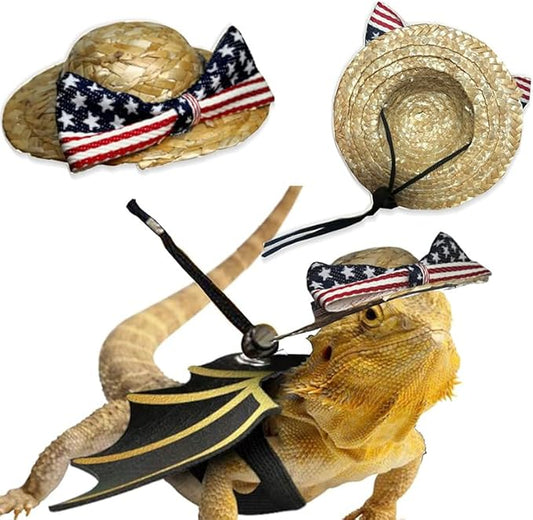 Bearded Dragon Pet Caps Tiny Pet Costume Supplies Party Daily Decor Small pet Adjustable for Bearded Dragon Lizard Reptiles HOKABLE