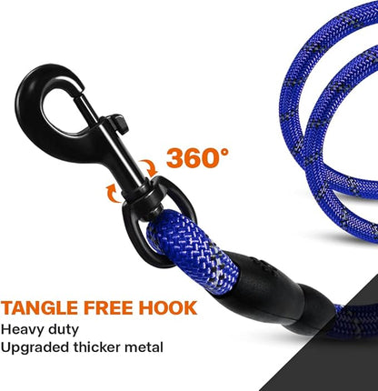 Taglory Rope Dog Leash 4 FT with Comfortable Padded Handle, Highly Reflective Threads Leash for Medium Large Dogs, 1/2 inch, Navyblue Taglory