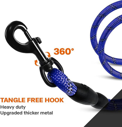 Taglory Rope Dog Leash 5 FT with Comfortable Padded Handle, Highly Reflective Threads Leash for Small Dogs, 3/8 inch, Navyblue Taglory