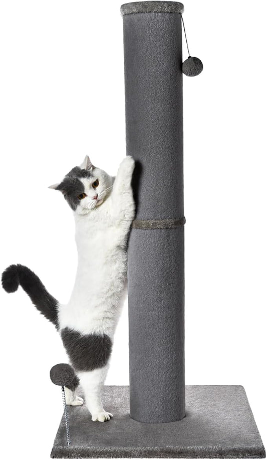 Cat Craft Bobcat Cat Scratching Post for Indoor Cats, Tall Cat Scratch Post, Carpet Cat Scratching Post with Replaceable Toys, Sturdy Base, Large, Gray - PAWPICO
