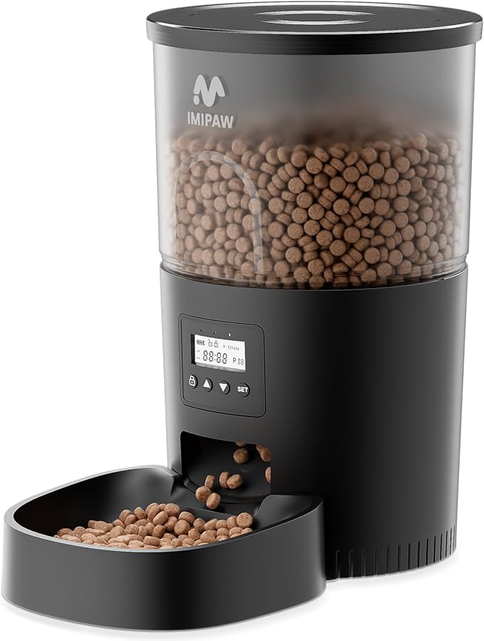 Automatic Cat Feeders, 3L Timed Cat Dry Food Dispenser, Dual Power Supply, Programmable Portion Size, 1-6 Meals Per Day, Auto Pet Feeder for Cats and Small Dogs - PAWPICO