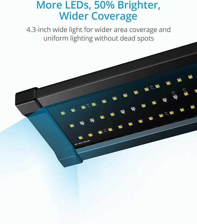 NICREW ClassicLED Gen 2 Aquarium Light, 15 Watts, Dimmable LED Fish Tank Light with 2-Channel Control, White and Blue LEDs, Size 18 to 24 Inch NICREW