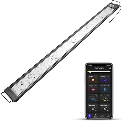 hygger 60W Smart Aquarium Light, Bluetooth LED Light with App Control, Full Spectrum Fish Tank Light with 24/7 Lighting Cycle, 5 Modes, Adjustable Timer, for 48"-55" Freshwater Planted Tank hygger