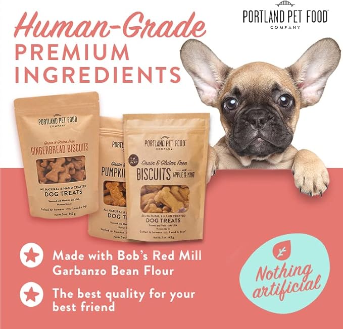 Portland Pet Food Company Healthy Dog Treats Vegan Variety Pack - Grain-Free, Human-Grade, Apple, Gingerbread, Pumpkin Dog Treats - Natural Dog Training Treats & Biscuits Made in the USA Only - 3-Pack - PAWPICO