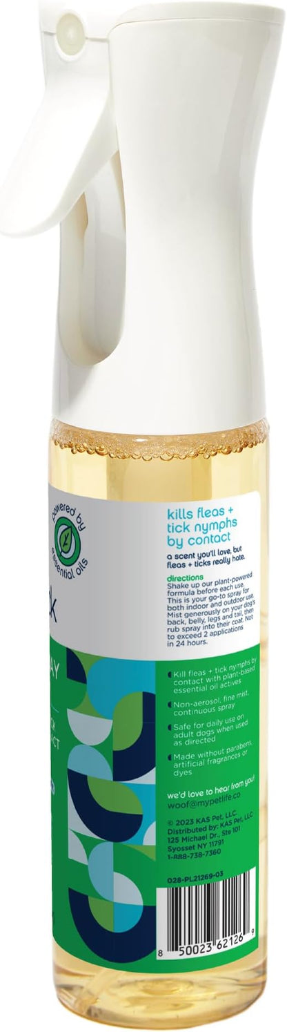 Pet Life Unlimited Plant-Powered Flea and Tick Spray for Dogs, Daily Flea Spray for Dogs - Plant-Powered Flea and Tick Prevention for Dogs with Plant-Based Essential Oils - USA Made - 10oz (Pack of 1) PetLifeUnlimited