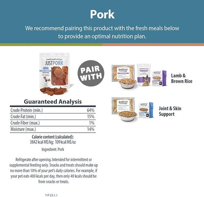 JustFoodForDogs Healthy Dog Treats, Pork, Single-Ingredient, Made in The USA, 5 oz - PAWPICO