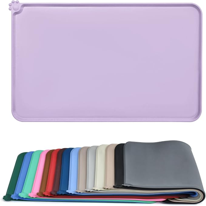 AUDWUD Silicone Waterproof Dog Cat Pet Feeding Mats,Anti Slip Pet Bowl Mats,Pet Feeding Mat,21" x 15" - PAWPICO