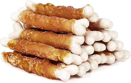 MON2SUN Dog Treats, Chicken Wrapped Calcium Dog Bones Without Rawhide, 4 Inch Training Treats for Teeth Cleaning and Fresh Breath, Dog Chews for Puppy and Small Dogs (10 Ounce - Pack of 1) - PAWPICO