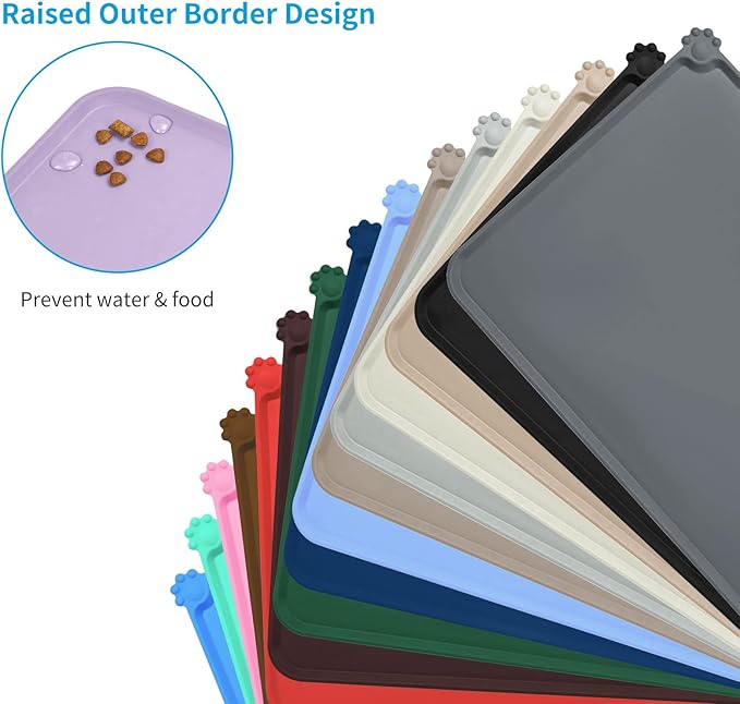 AUDWUD Silicone Waterproof Dog Cat Pet Feeding Mats,Anti Slip Pet Bowl Mats,Pet Feeding Mat - PAWPICO