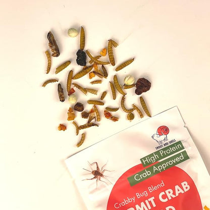 Snout and Shell - Hermit Crab Food - Bug Blend Mix with Mealworms, Crickets, Silkworm Pupae, Black Soldier Fly Larvae Veggies and More SNOUTANDSHELL