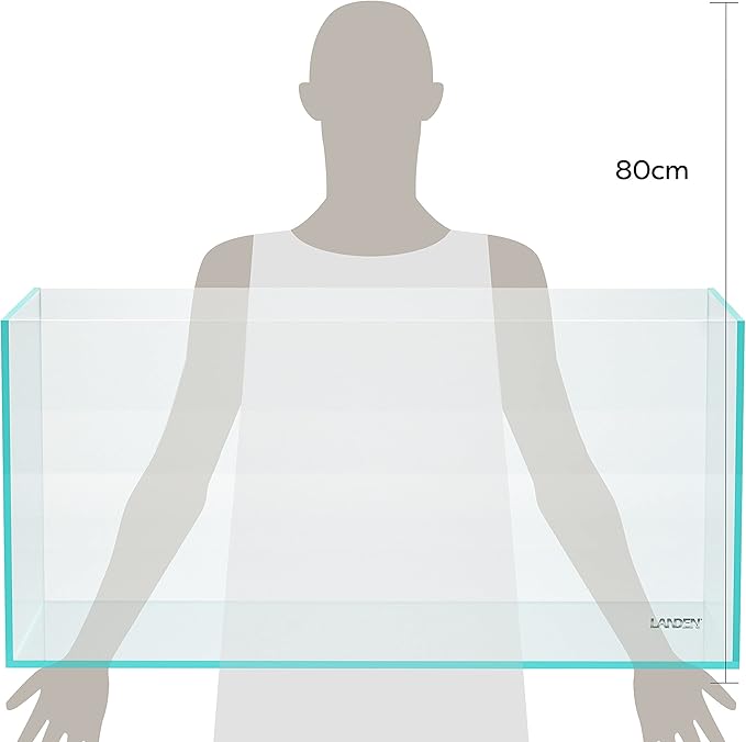 Landen 100P 50 Gallon Rimless Low Iron Aquarium Tank, W39.4×D17.7×H17.7 in(100x45x45cm) 10mm Thickness with Black Nano Foam Leveling mat Included Landen