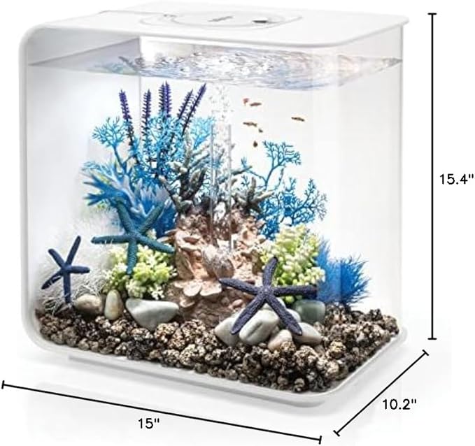 biOrb Flow 30 Acrylic 8-Gallon Aquarium with White LED Lights Modern Tank for Tabletop Display, White biOrb