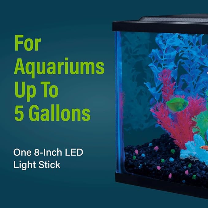 GloFish 10 Inch LED Light Stick - White, Blue and, Magenta Aquarium Lights - Tank Sizes Up to 20 Gallons GloFish