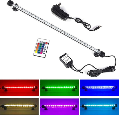 Fish Tank Lights, LED Underwater Aquarium Light, RGB Submersible Aquarium Lights, Waterproof Color Changing Tank Lights Dim Adjustable Remote Control, 19 inch S+SMIFUL