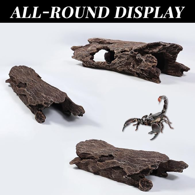 Fish Tank Decorations - Large Aquarium Decorations Air Bubbler Tree Fish House for Betta Hideout Caves Buddha Decor Temple Ruins Arched Betta Fish Accessories Reptile House Shelter Decor (Wood A-M) PTFJZ