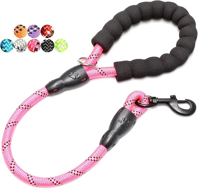 BAAPET 2/4/5/6 FT Dog Leash with Comfortable Padded Handle and Highly Reflective Threads for Small Medium and Large Dogs (2FT-1/2'', Pink) BAAPET