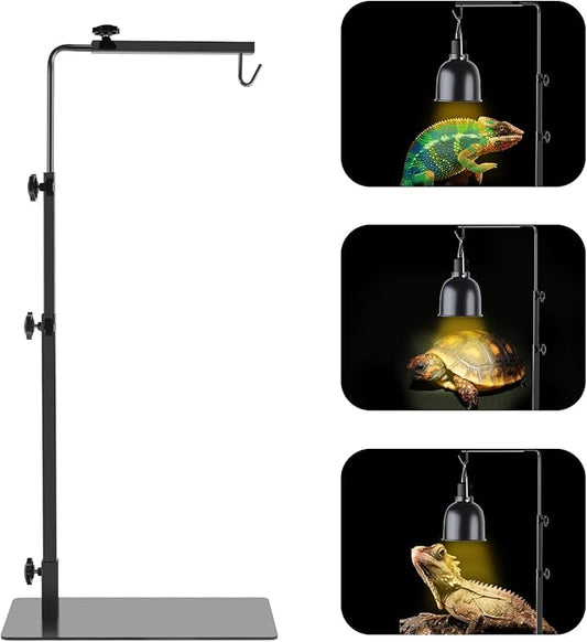 Reptile Lamp Stand, Adjustable 14-32 Inch Heat Lamp Stand, Reptile Light Stand Holder Lamp Hanging Bracket Metal Support for Glass Terrarium REPTIHOME