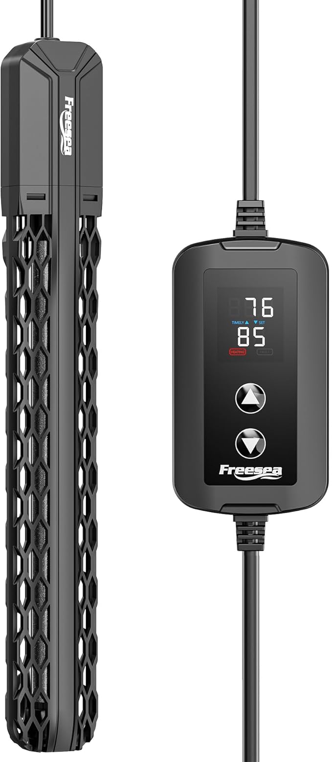 FREESEA Aquarium Heater for Fish Tank: 100W/200W/300W/500W Submersible Fish Tank Heater with Over-Temperature and Off-Water Protection for 75-120 Gallon Saltwater and Freshwater FREESEA