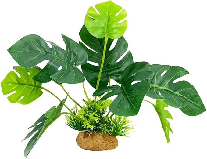 Smoothedo-Pets Aquarium Plants Fish Tank Decorations 6inch Plastic Artificial Plant Goldfish Waterscape Betta Fish Hides/Rest(Rainforest Leaf-Monstera) EnvironmentFriendlyArtificialPlasticPlantAquariumDecoration