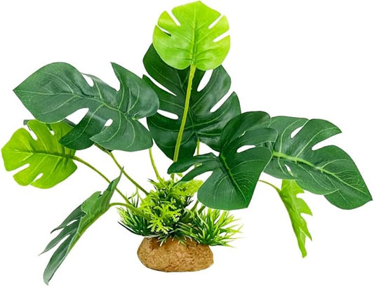 Smoothedo-Pets Aquarium Plants Fish Tank Decorations 6inch Plastic Artificial Plant Goldfish Waterscape Betta Fish Hides/Rest(Rainforest Leaf-Monstera) EnvironmentFriendlyArtificialPlasticPlantAquariumDecoration