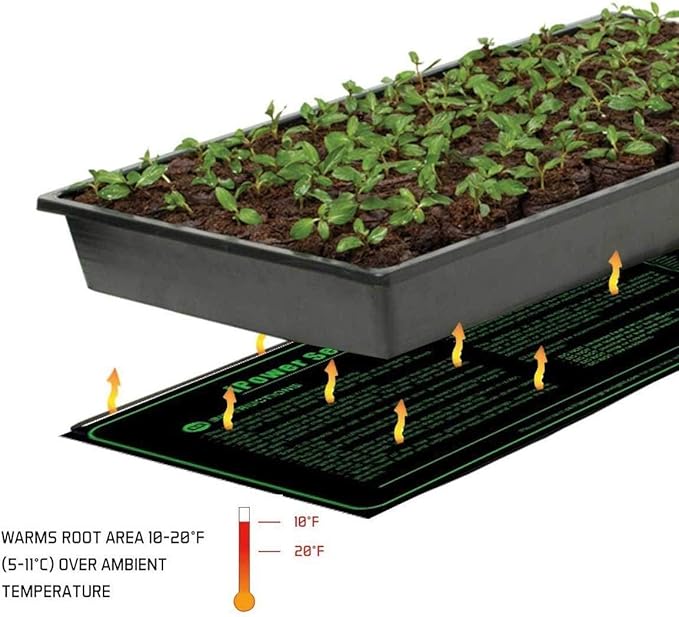 iPower GLHTMTM-A 20" x 20" Waterproof Durable Seedling Heat Mat Warm Hydroponic Plant for Indoor Gardening Germination Starting, black iPower