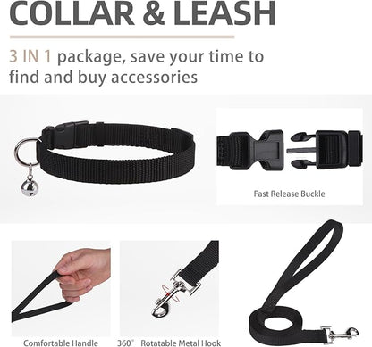 PUPTECK Adjustable Dog Harness Collar and Leash Set Step in No Pull Pet Harness for Small Medium Dogs Puppy and Cats Outdoor Walking Running, Soft Mesh Padded Reflective Vest Harnesses PUPTECK
