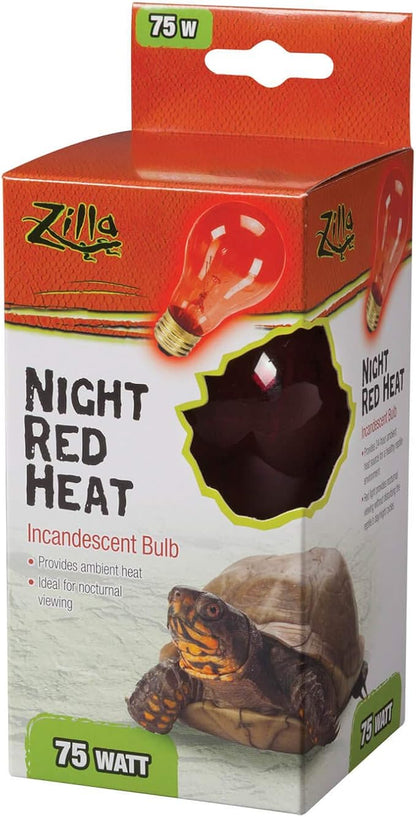 Zilla Reptile Terrarium Heat Lamps Incandescent Bulb, Night Red, 75W Zilla