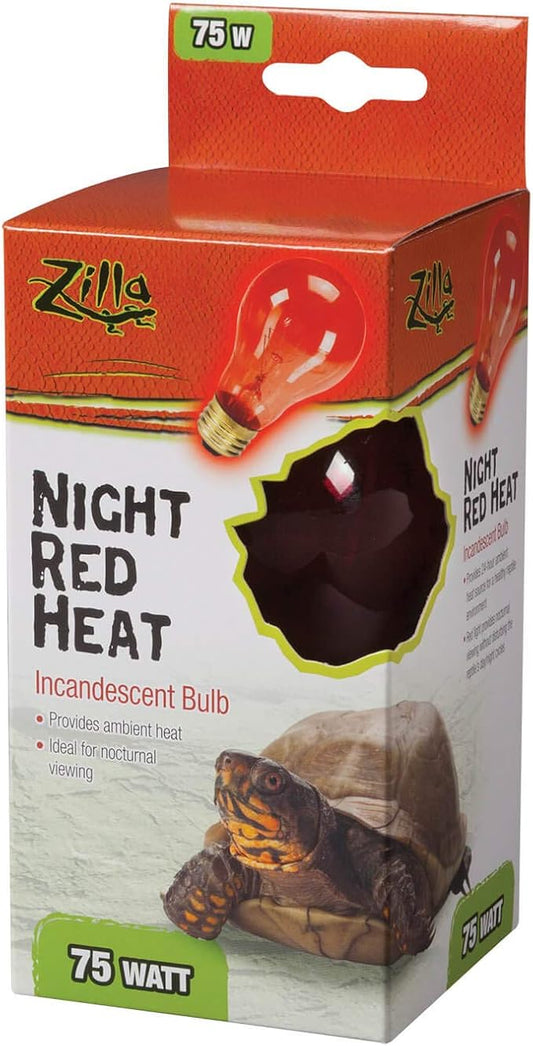 Zilla Reptile Terrarium Heat Lamps Incandescent Bulb, Night Red, 75W Zilla