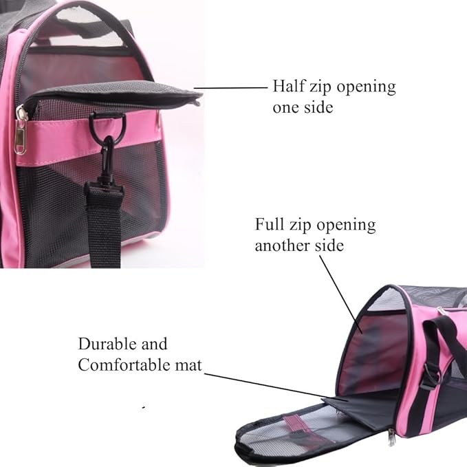 Cat Carrier,Soft-Sided Pet Travel Carrier for Cats,Dogs Puppy Comfort Portable Foldable Pet Bag Airline Approved (LightPink) - PAWPICO