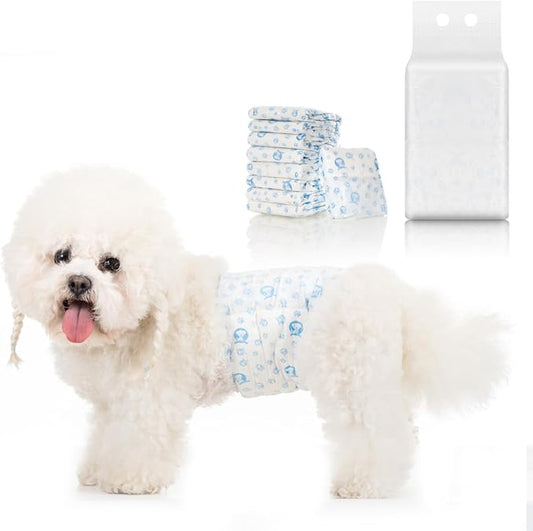 Disposable Dog Diapers Male,20 Count Adjustable Male Dog Wraps with Leak Proof Fit, Puppy Diaper Liners Ultra Absorbent Doggie Diapers for Male Dogs Incontinence, Excitable Urination - PAWPICO