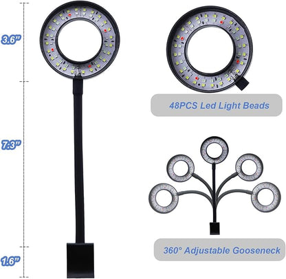 Small Aquarium Light Clip on Fish Tank Light LED USB Full Spectrum Light with Dimmer Multi-Color White+Blue+Red for 1-5 Gal Betta Tank (Adapter NoT Included, No Timer) PUEUTU