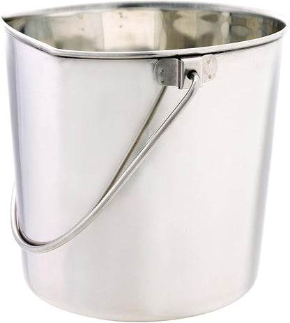 ProSelect Stainless Steel Flat Sided Pails — Durable Pails for Fences, Cages, Crates, or Kennels - 9¾", 9-Quart PetEdge